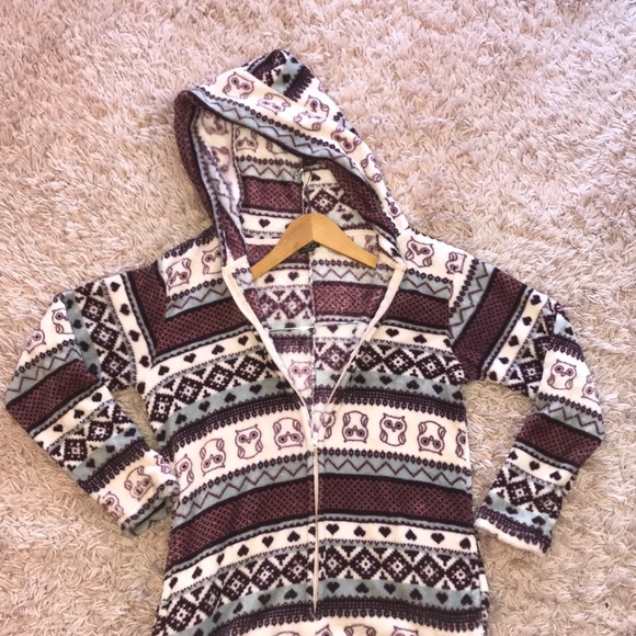 Owl Geo Hooded One Piece | Onesie | Plush Pajama - Picture 2 of 8